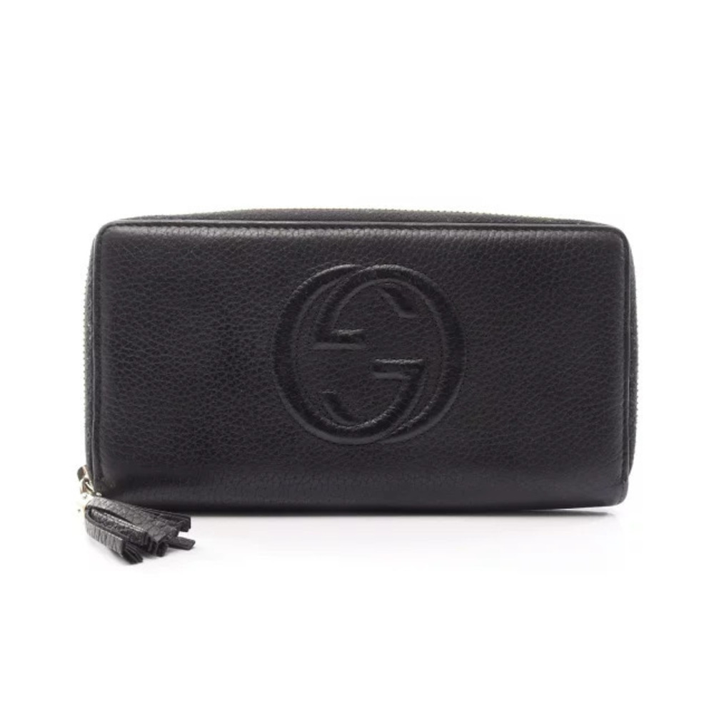 Gucci Soho Interlocking G Round Long Wallet Leather Black